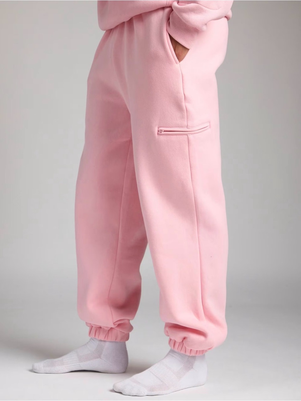Women's Pink Fleece Jogger Pants - Relaxed Fit